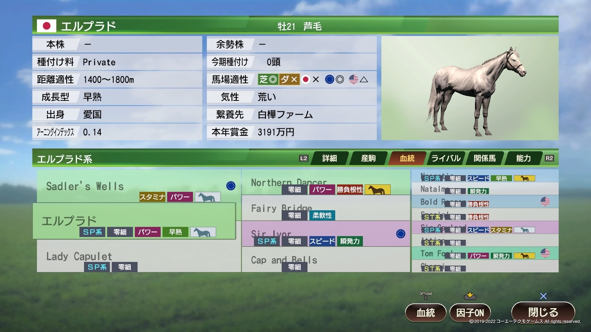 ウイポ9 系統確立：エルプラド系（wp9 2022：1976年開始）: ウイニングポスト